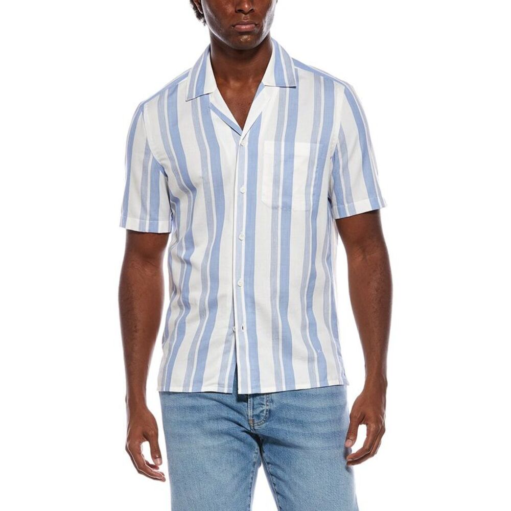 Isaia Mens  Silk-Blend Sport Shirt, White